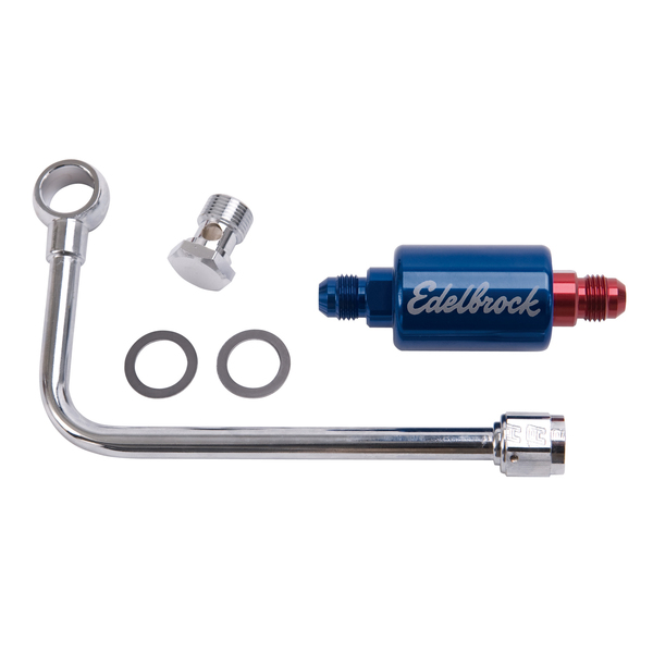 Edelbrock CHROMED STEEL FUEL LINE & FILTER KIT FO EPS CARBS. 8134